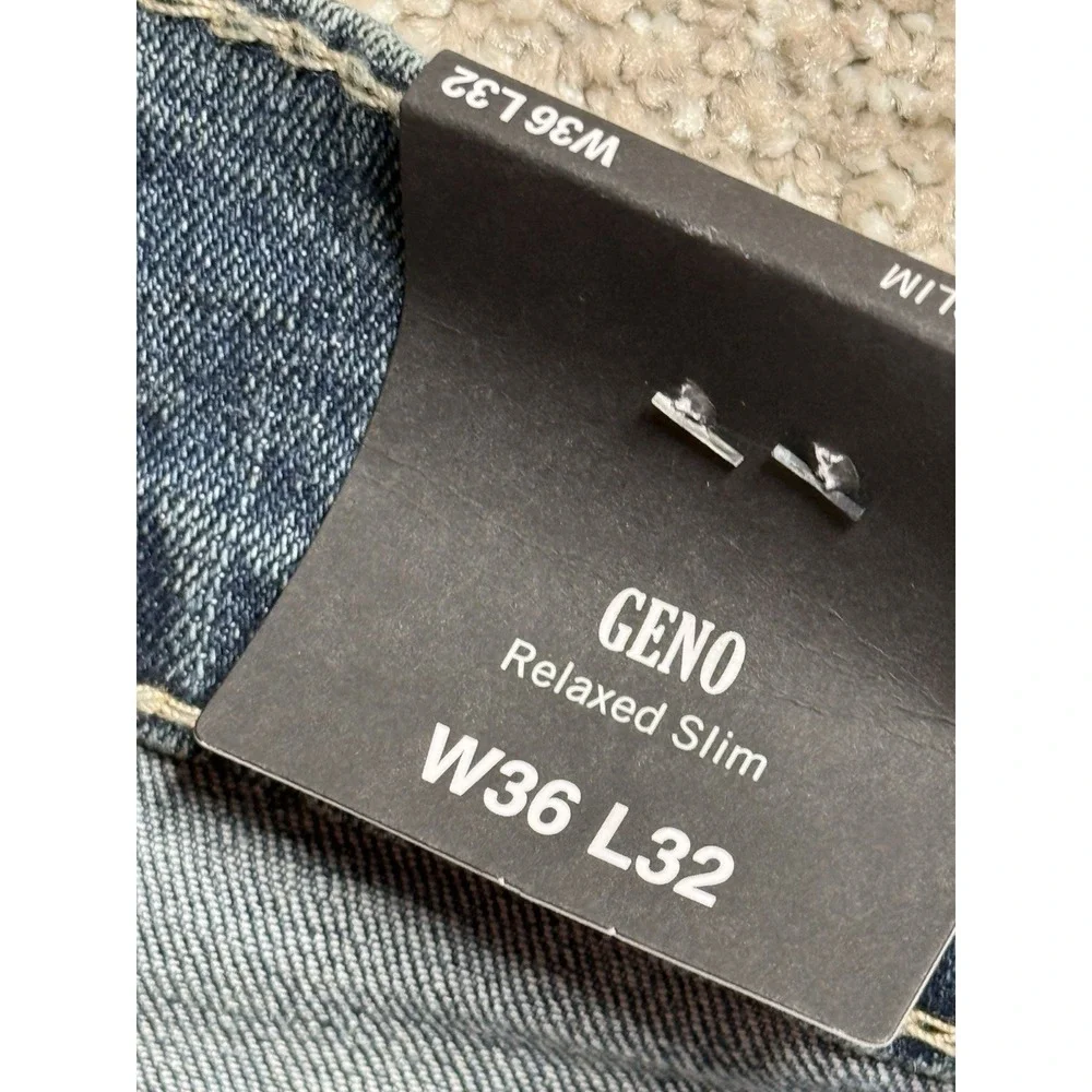 NWT True Religion Big TFlap Jeans 36x32 Geno Relaxed Slim Dark Thunder Bolt Wash